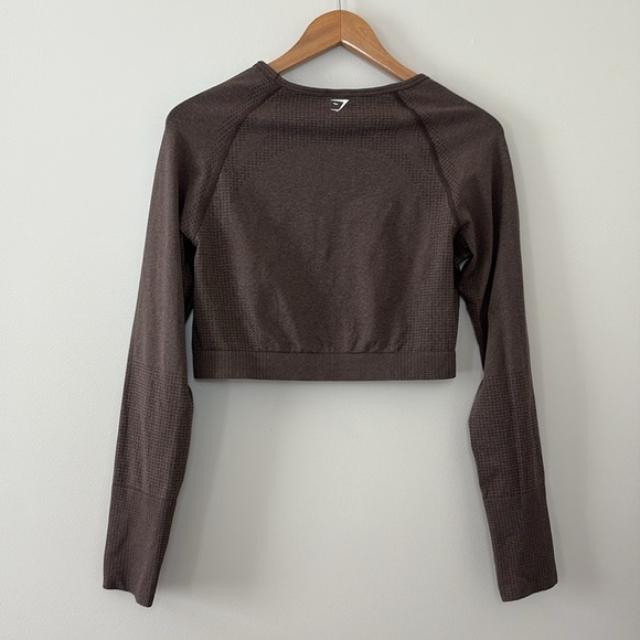 Gymshark Vital Seamless 2.0 Long Sleeve Crop Top Brown Size XXL - Picture 2 of 8